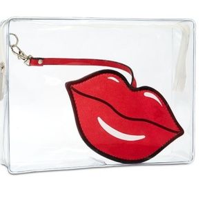 [New] Clear Cosmetic Bag & Lip-Shaped Mini Mirror